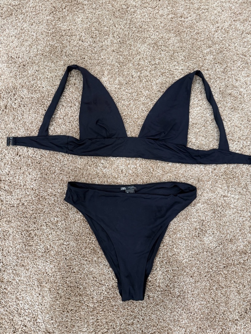 Zara Black Triangle Bikini Set - Minimal Two-Piece Swim